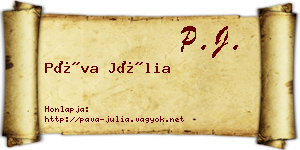 Páva Júlia névjegykártya